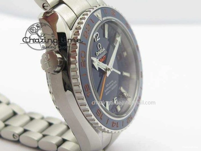 0220 Planet Ocean GMT 43.5mm V6F Goodplanet Orange Marker Blue Dial On SS Bracelet A ModernLook 8215